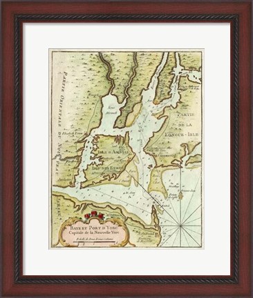 Framed Petite Map of the Port of New York Print