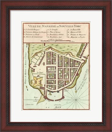 Framed Petite Map of Manhattan, New York Print