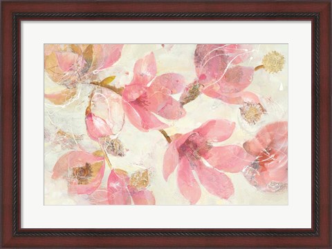 Framed Magnolias in Bloom on White Print