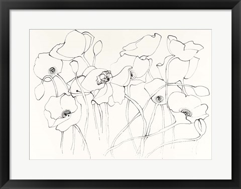 Framed Black Line Poppies III Print