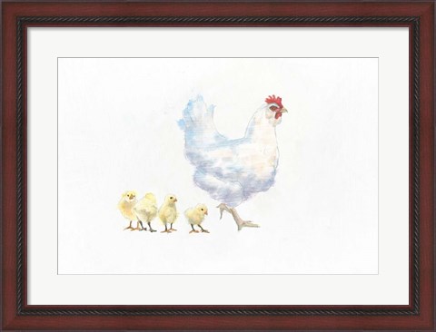 Framed Hen and Chickens Print