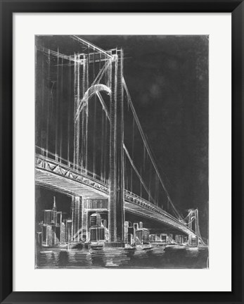 Framed Suspension Bridge Blueprint I Print