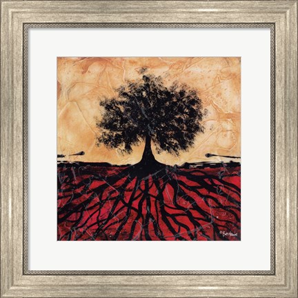 Framed Tree with Roots I Print
