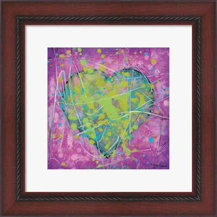 Framed Emotions Green Heart Print