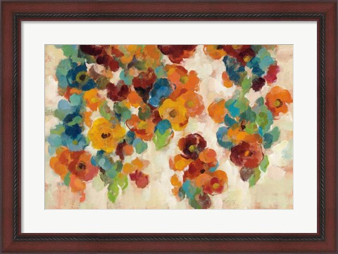 Framed Spice and Turquoise Florals Print