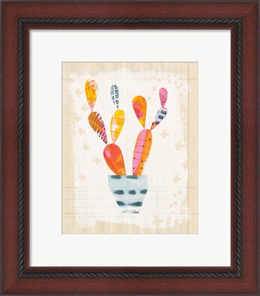 Framed Collage Cactus IV on Graph Paper Print