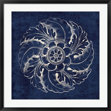 Framed Rosette IV Indigo Print