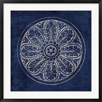 Framed Rosette VIII Indigo Print