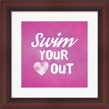 Framed Swim Your Heart Out - Pink Vintage Print