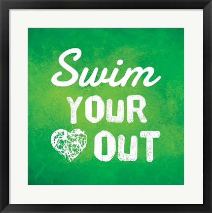 Framed Swim Your Heart Out - Green Print