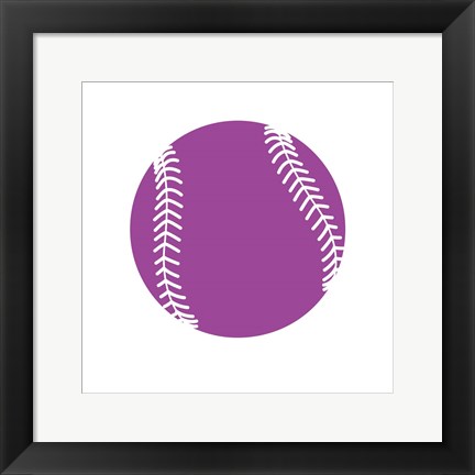 Framed Violet Softball on White Print