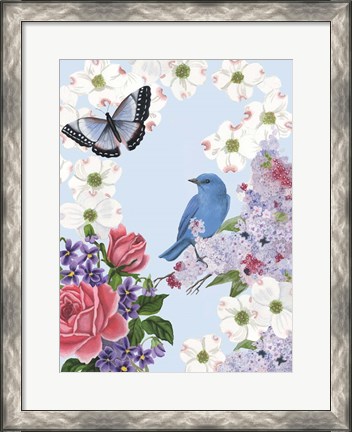 Framed Bird Garden I Print