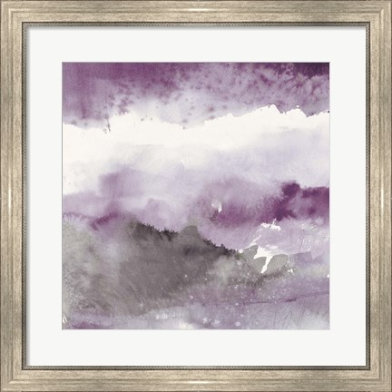 Framed Midnight at the Lake III Amethyst and Grey Print