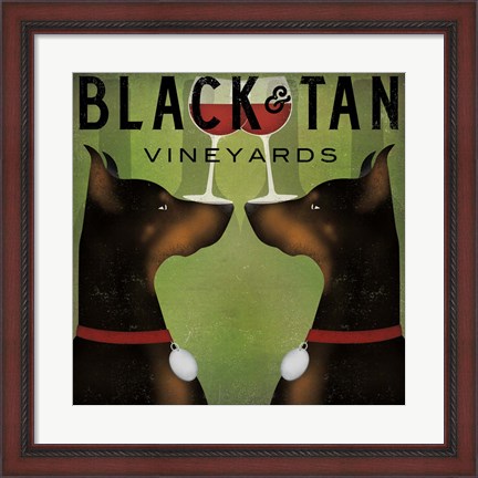 Framed Black and Tan Vineyards Print