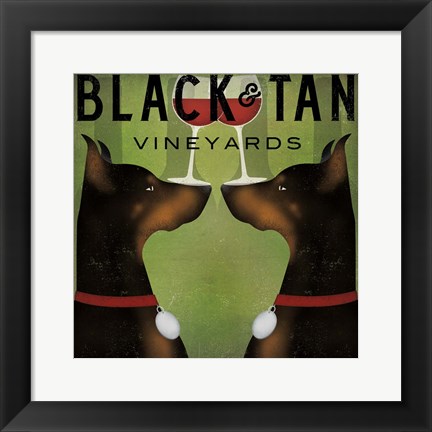 Framed Black and Tan Vineyards Print