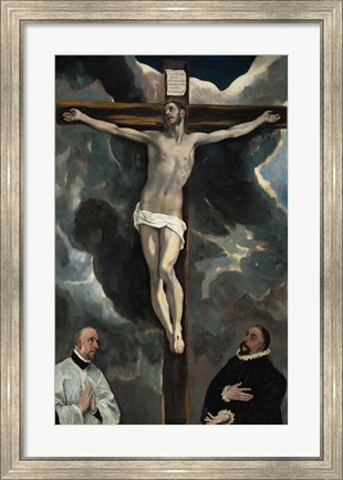 Framed Crucifixion with Two Donors Print