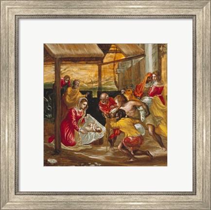 Framed Adoration of the Shepherds (manger scene) Print