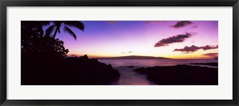 Framed Palm Trees at Dusk, Maui, Hawaii, USA Print