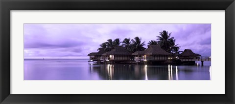 Framed Resort at Dusk, Tahiti, French Polynesia Print