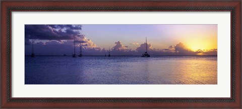 Framed Boats in the Pacific ocean, Tahiti, French Polynesia Print