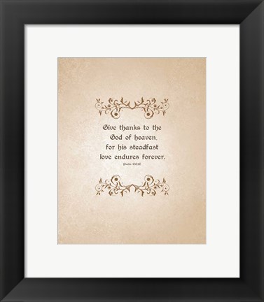 Framed Psalm 136:26, Give Thanks (Beige) Print