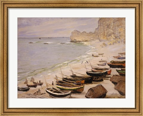 Framed Boats on the Beach at Etretat, 1883 Print