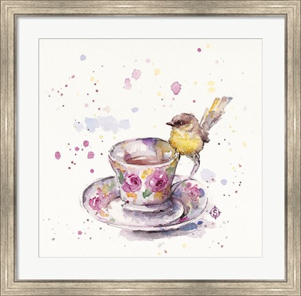 Framed Tea Time (Eastern Yellow Robin) Print