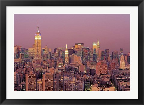 Framed Sunset over Manhattan Print