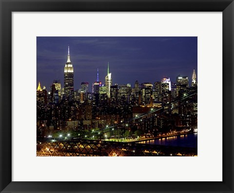 Framed Midtown Manhattan at Night 1 Print