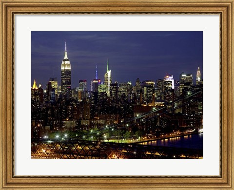 Framed Midtown Manhattan at Night 1 Print