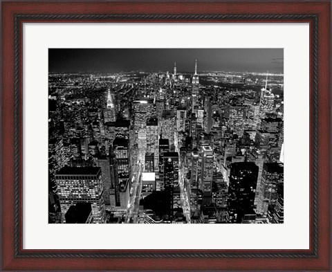 Framed Midtown Manhattan at Night 2 Print