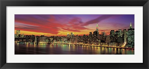 Framed Sunset Over New York (detail) Print