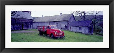 Framed Red Vintage Pickup Print