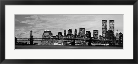Framed Manhattan at Night BW Print