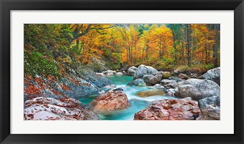 Framed Mountain Brook and Rocks, Carinthia, Austria Print