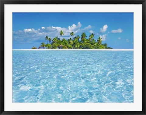 Framed Tropical Lagoon with Palm Island, Maldives Print