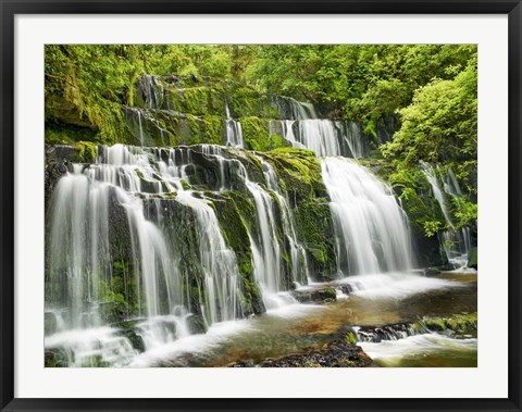 Framed Waterfall Purakaunui Falls, New Zealand Print