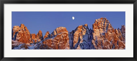 Framed Pale Di San Martino And Moon, Italy Print