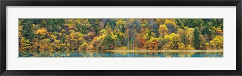 Framed Lake and Forest in Autumn, China Print