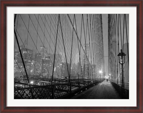Framed On Brooklyn Bridge by Night, NYC Print