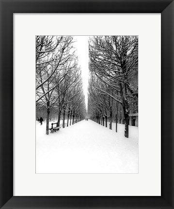 Framed Tuileries Garden under the Snow, Paris Print