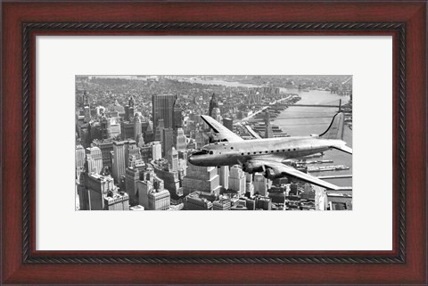 Framed Flying over Manhattan, NYC Print