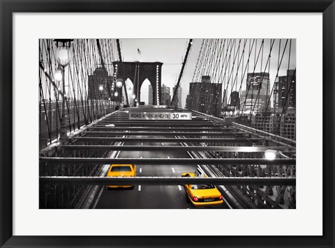 Framed Taxi on Brooklyn Bridge, NYC Print