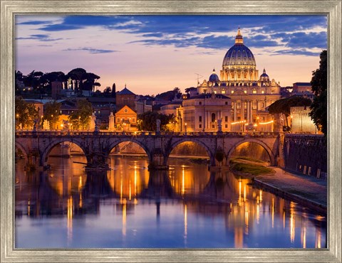 Framed Night View at St. Peter&#39;s Cathedral, Rome Print