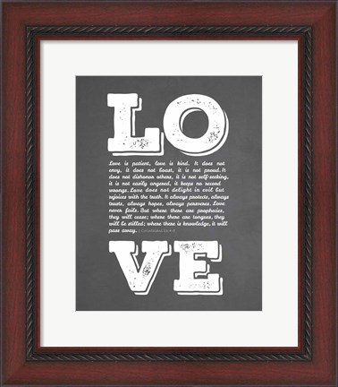 Framed Corinthians 13:4-8 Love is Patient - Chalkboard Print
