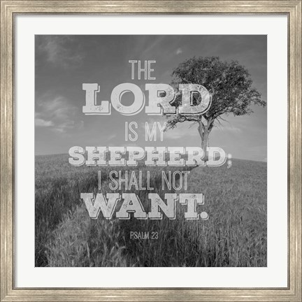 Framed Psalm 23 The Lord is My Shepherd - Field Print