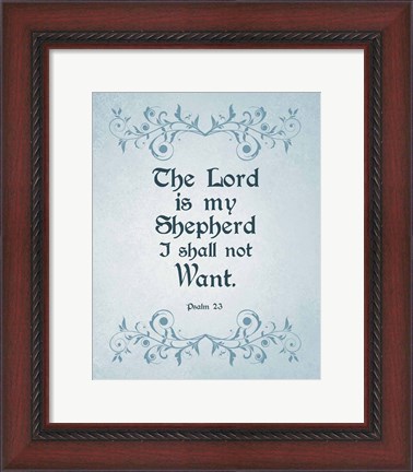 Framed Psalm 23 The Lord is My Shepherd - Blue Print