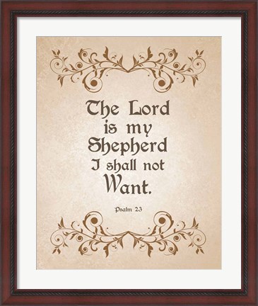 Framed Psalm 23 The Lord is My Shepherd - Brown Print