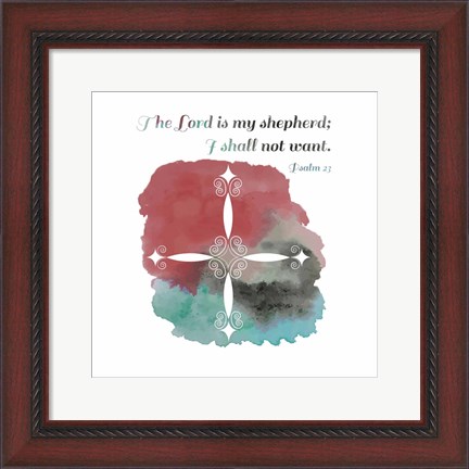 Framed Psalm 23 The Lord is My Shepherd - Cross 2 Print