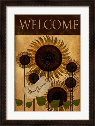 Framed Sunflowers Welcome Print